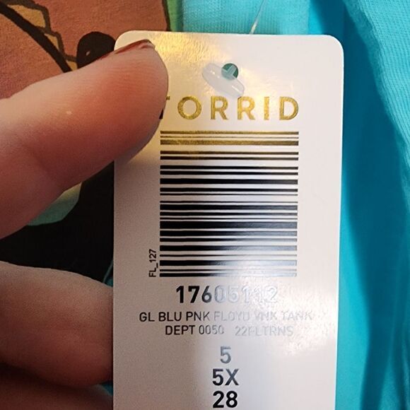 5X 28W Torrid Blue Pink Floyd Animals Tank Pastel V Neck 80s Retro Classic Rock - Picture 4 of 5